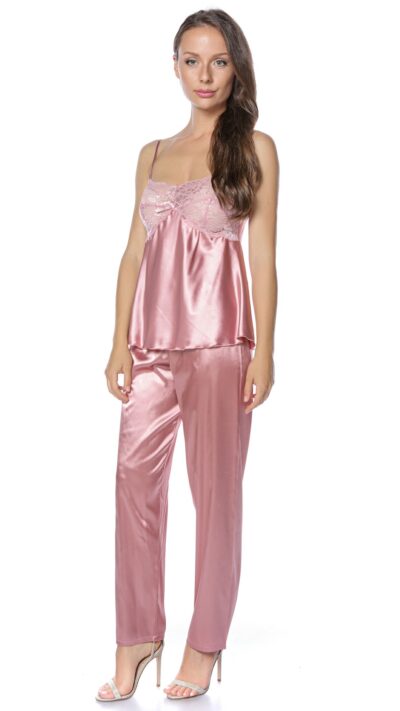 Set pijama dama satin roz Bella Lingerie PJ14M