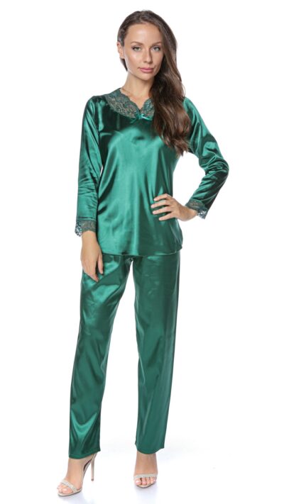 Pijama dama satin verde Bella Lingerie ML16C